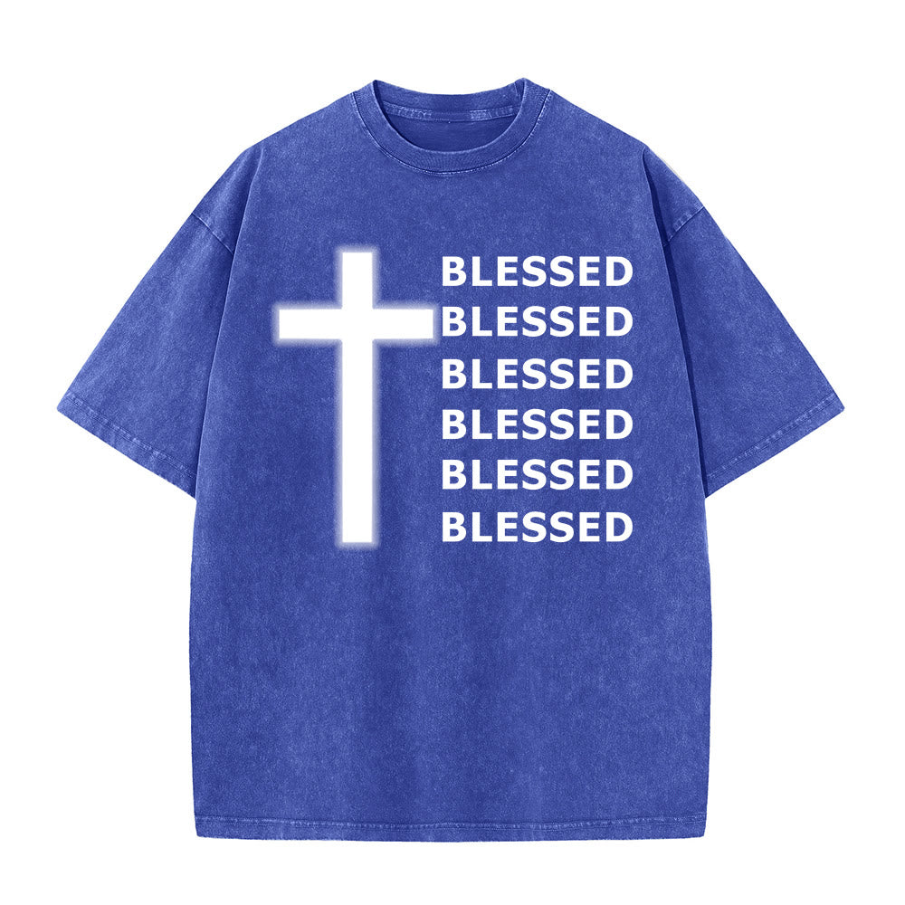Christianartworkshop Maglietta unisex lavata con scritta "Gratitude-Filled Blessed Statement" - Blu - 5XL - image 7