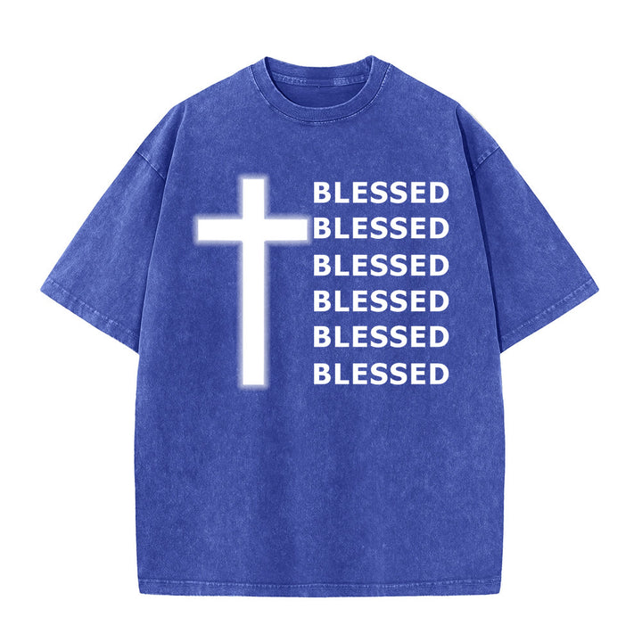 Christianartworkshop Maglietta unisex lavata con scritta "Gratitude-Filled Blessed Statement" - Blu - 5XL - image 7