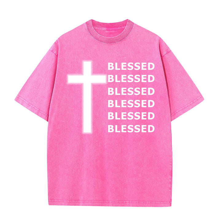 Christianartworkshop Maglietta unisex lavata con scritta "Gratitude-Filled Blessed Statement" - Rosa - 5XL - image 8