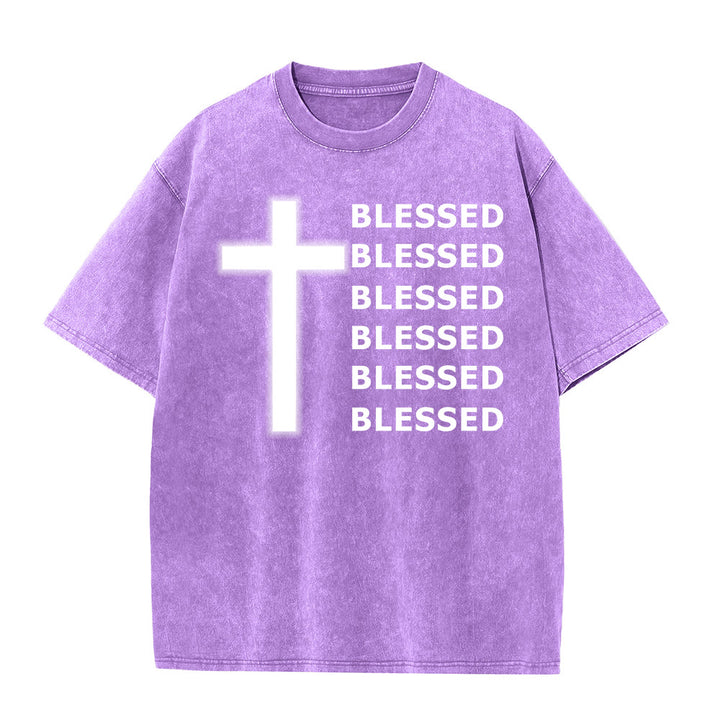 Christianartworkshop Maglietta unisex lavata con scritta "Gratitude-Filled Blessed Statement" - Viola - 5XL - image 2