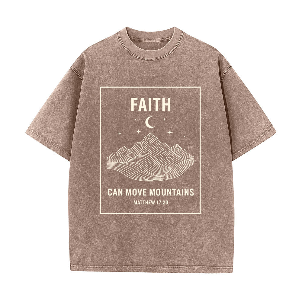 Christianartworkshop La fede può spostare le montagne Matteo 17:20 Maglietta unisex lavata - Marrone - 5XL - image 0