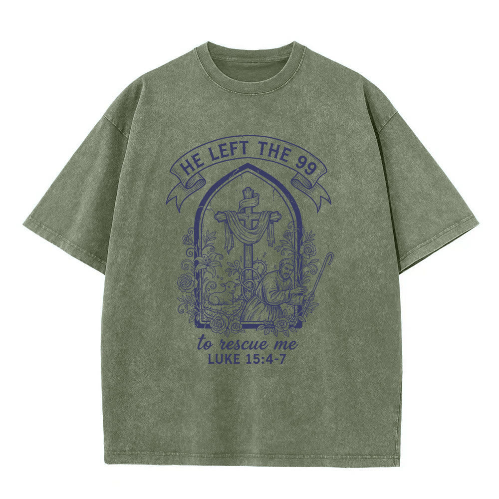 Christianartworkshop La sua instancabile cura Pastore e Agnello T-shirt unisex lavata - Verde militare - 5XL - image 6