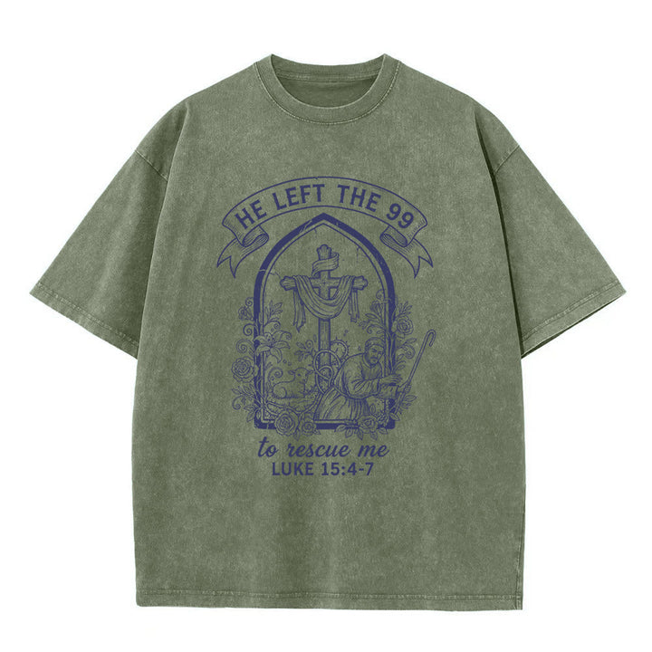Christianartworkshop La sua instancabile cura Pastore e Agnello T-shirt unisex lavata - Verde militare - 5XL - image 6