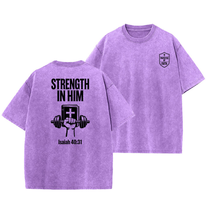 Christianartworkshop Forza in Lui Isaia 40:31 Maglietta unisex lavata grafica - Viola - 5XL - image 24