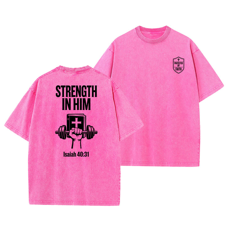 Christianartworkshop Forza in Lui Isaia 40:31 Maglietta unisex lavata grafica - Rosa - 5XL - image 15