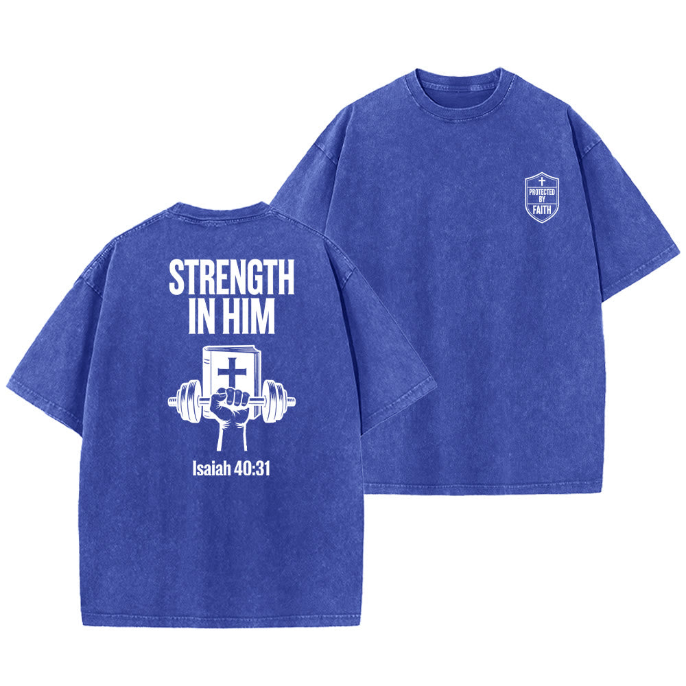 Christianartworkshop Forza in Lui Isaia 40:31 Maglietta unisex lavata grafica - Blu - 5XL - image 12