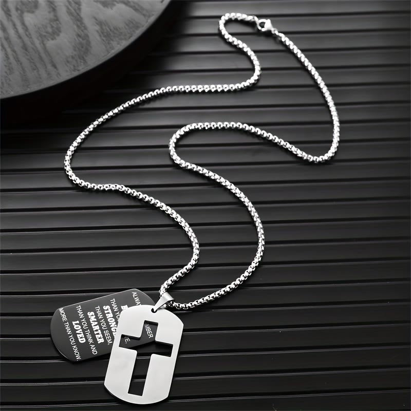 Christianartworkshop Collana con croce in metallo lucido e versetto inciso: porta la sua promessa sempre con te - image 4