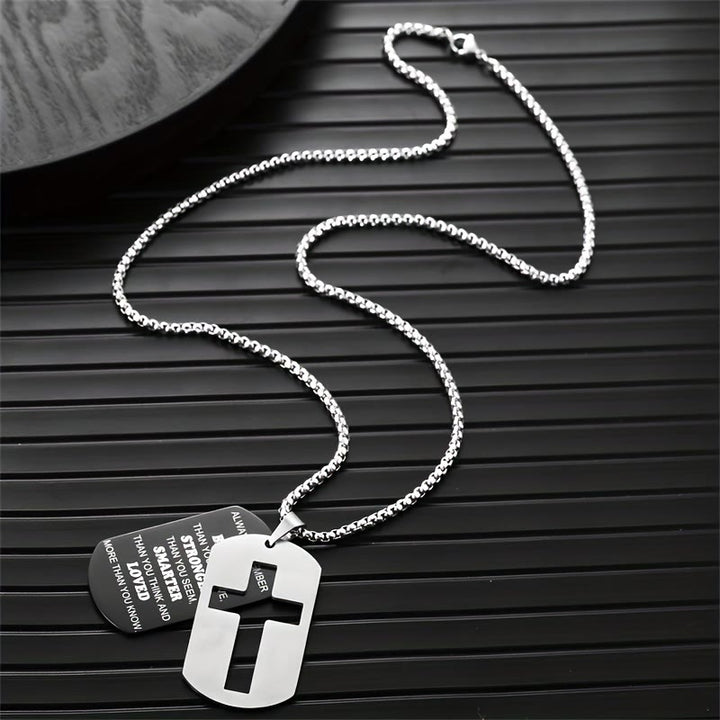 Christianartworkshop Collana con croce in metallo lucido e versetto inciso: porta la sua promessa sempre con te - image 4