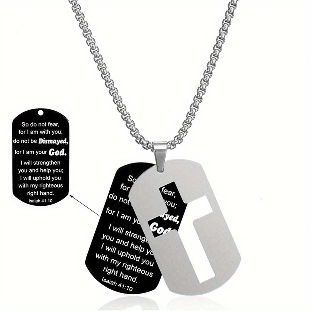 Christianartworkshop Collana con croce in metallo lucido e versetto inciso: porta la sua promessa sempre con te - Isaia 41:10 - image 5