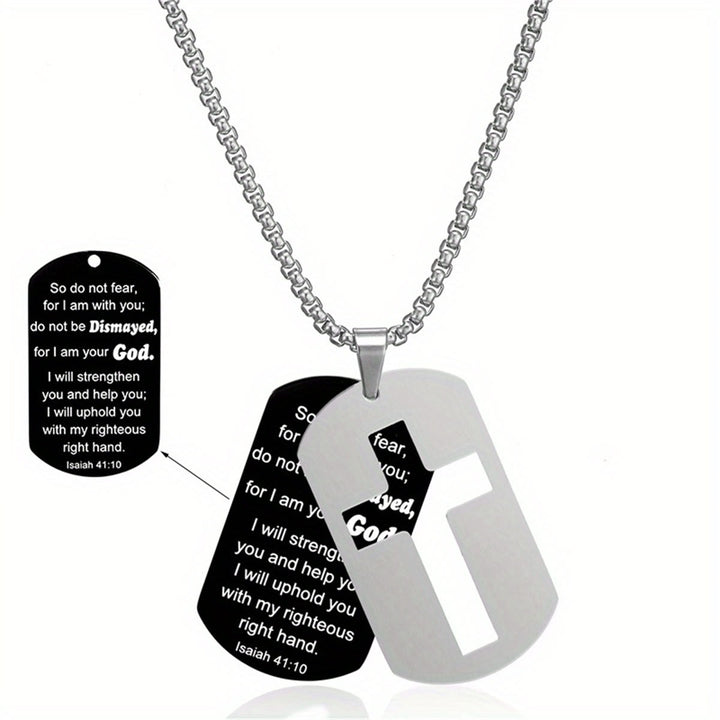 Christianartworkshop Collana con croce in metallo lucido e versetto inciso: porta la sua promessa sempre con te - Isaia 41:10 - image 5