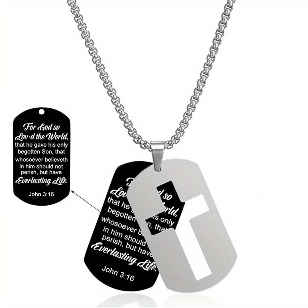 Christianartworkshop Collana con croce in metallo lucido e versetto inciso: porta la sua promessa sempre con te - Giovanni 3:16 - image 7