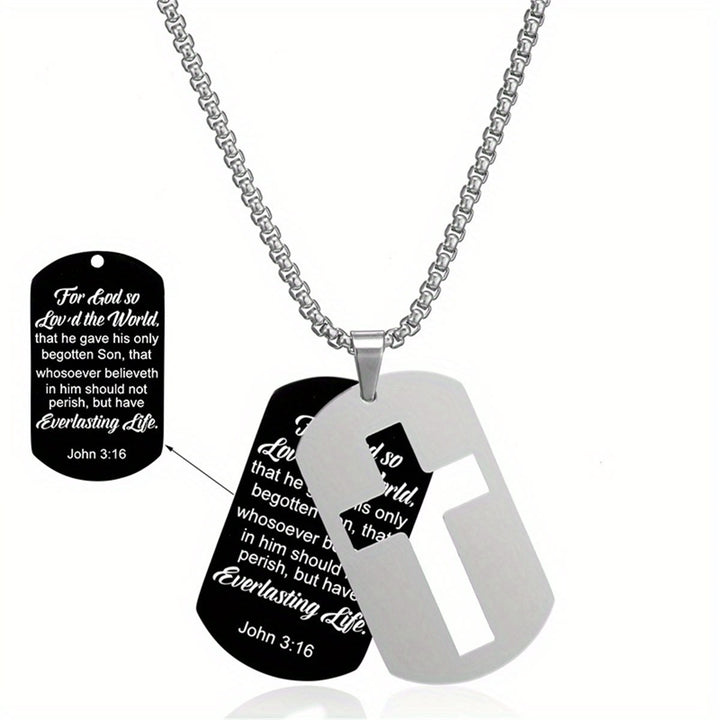 Christianartworkshop Collana con croce in metallo lucido e versetto inciso: porta la sua promessa sempre con te - Giovanni 3:16 - image 7
