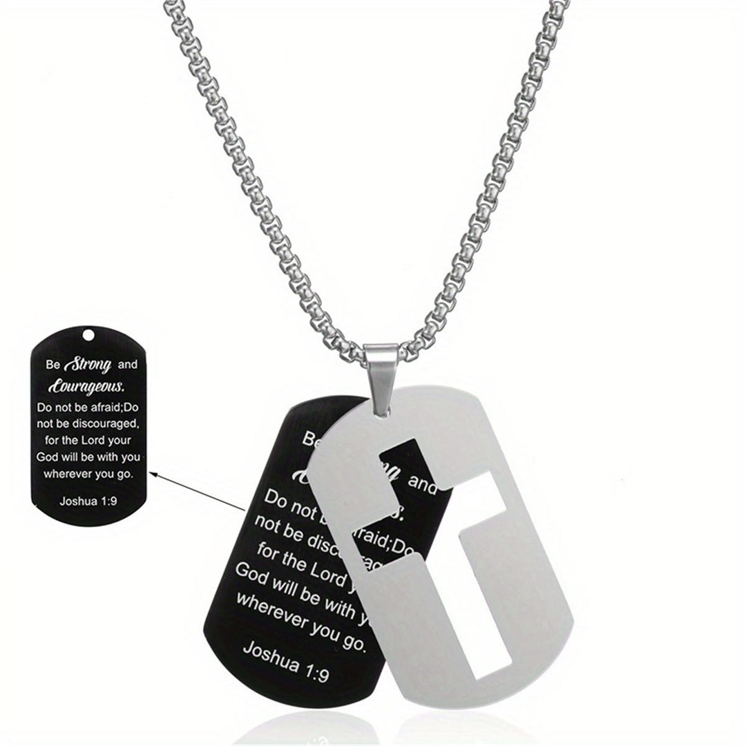 Christianartworkshop Collana con croce in metallo lucido e versetto inciso: porta la sua promessa sempre con te - Giosuè 1:9 - image 8