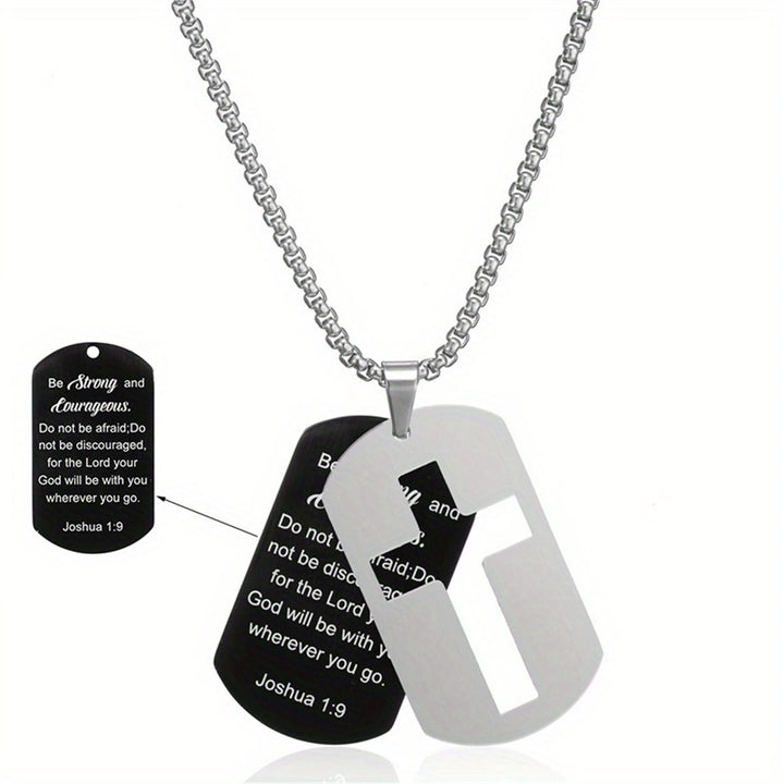 Christianartworkshop Collana con croce in metallo lucido e versetto inciso: porta la sua promessa sempre con te - Giosuè 1:9 - image 8