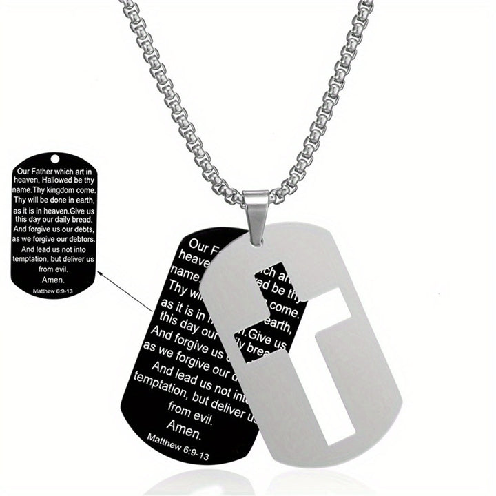 Christianartworkshop Collana con croce in metallo lucido e versetto inciso: porta la sua promessa sempre con te - Padre Nostro-1 - image 9