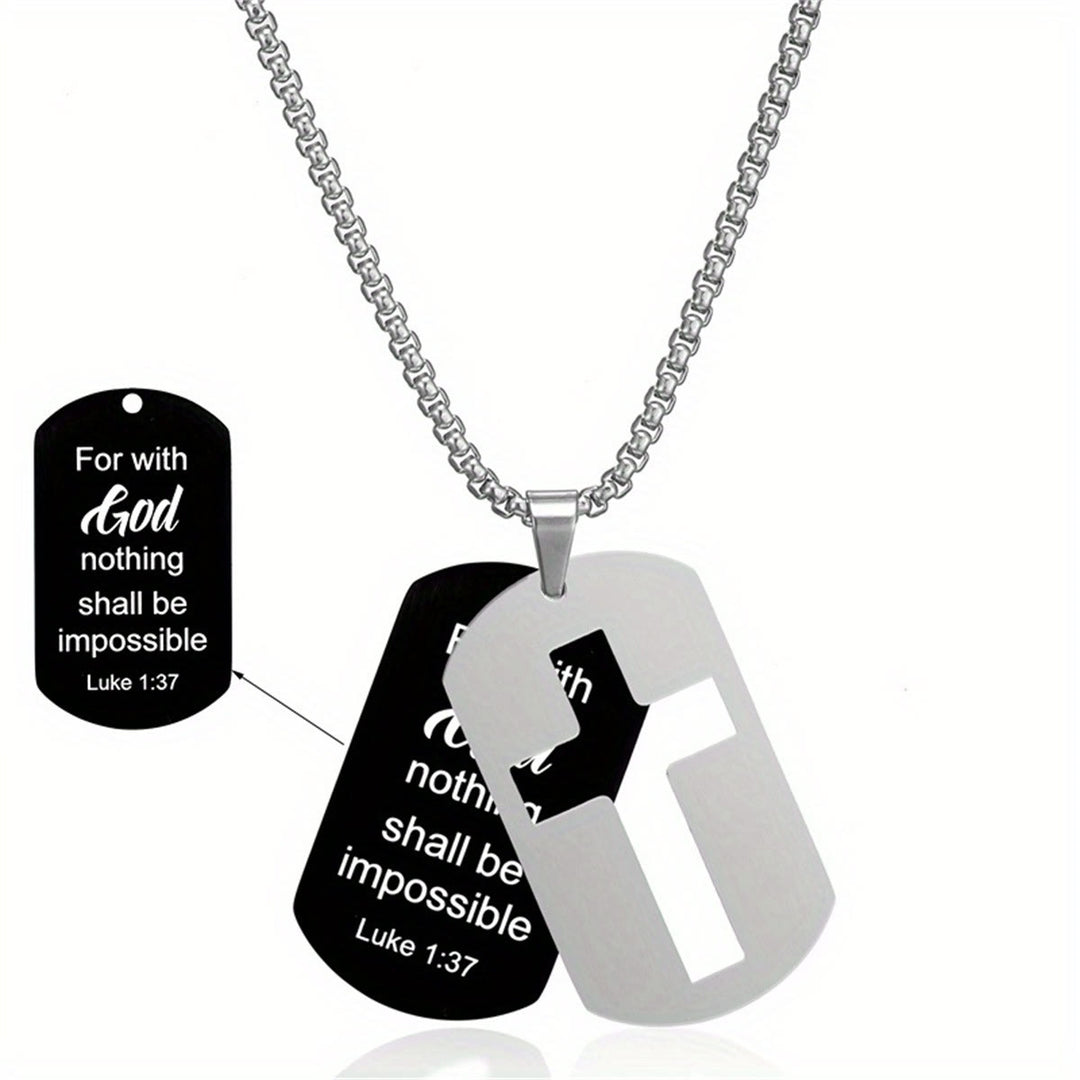 Christianartworkshop Collana con croce in metallo lucido e versetto inciso: porta la sua promessa sempre con te - Luca 1:37 - image 10