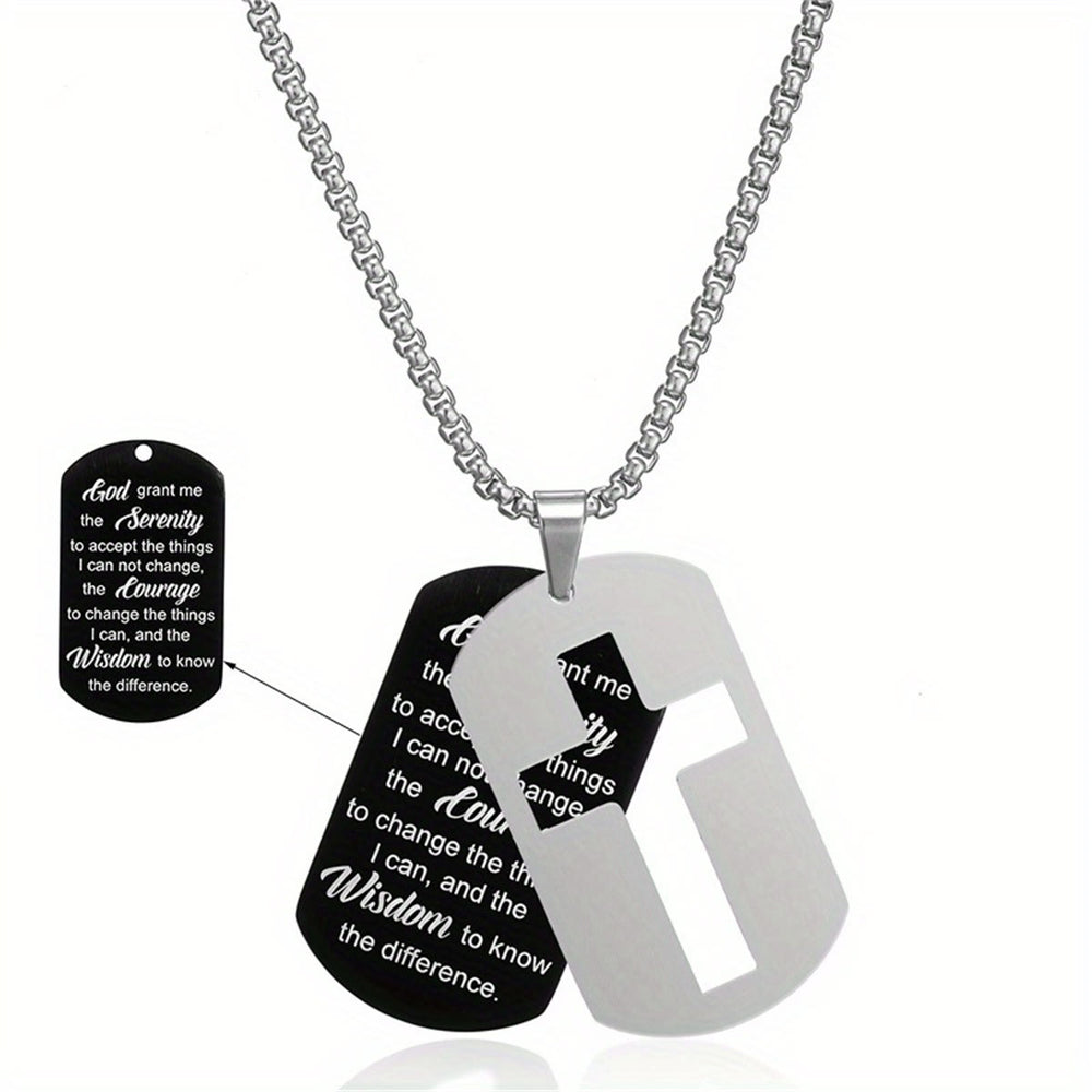 Christianartworkshop Collana con croce in metallo lucido e versetto inciso: porta la sua promessa sempre con te - image 1