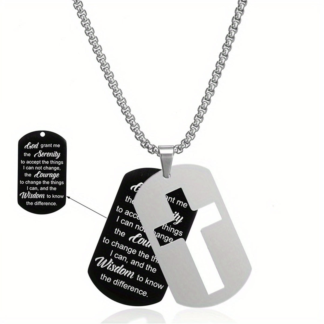 Christianartworkshop Collana con croce in metallo lucido e versetto inciso: porta la sua promessa sempre con te - image 1