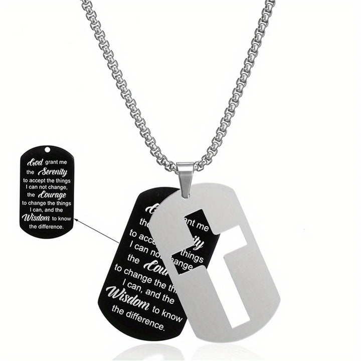 Christianartworkshop Collana con croce in metallo lucido e versetto inciso: porta la sua promessa sempre con te - image 1