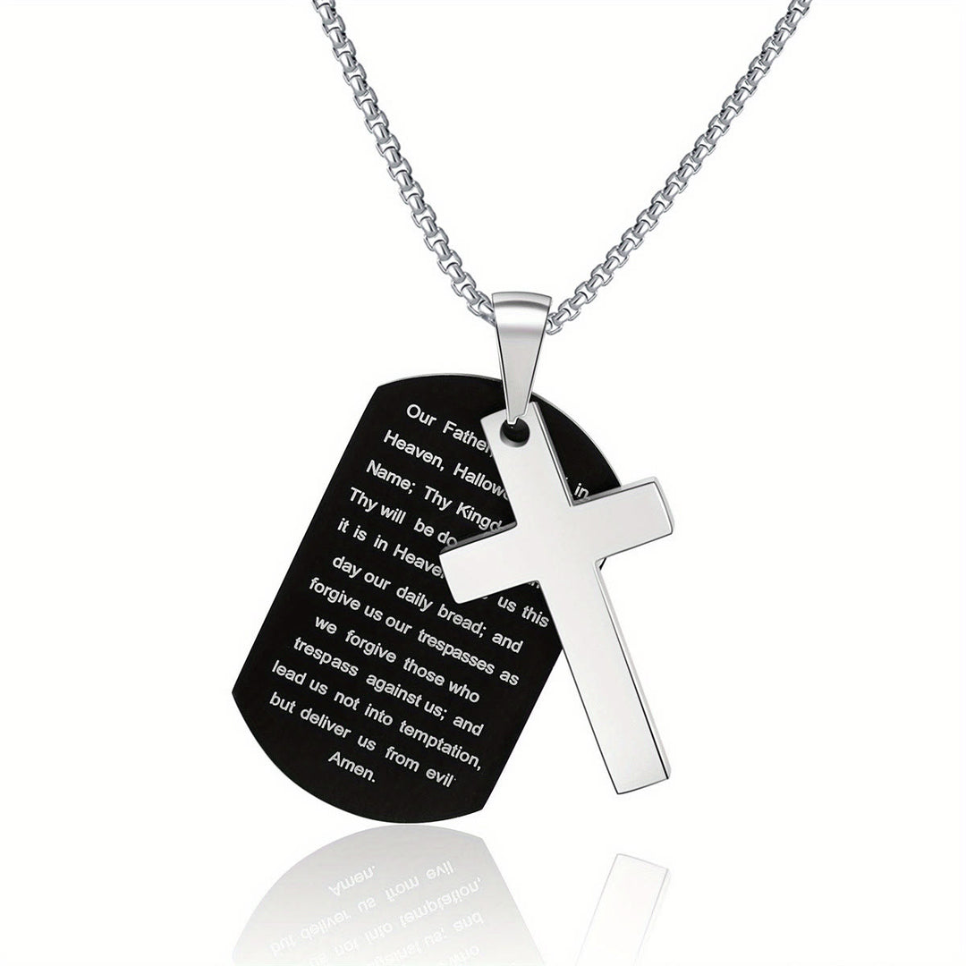 Christianartworkshop Collana con croce in metallo lucido e versetto inciso: porta la sua promessa sempre con te - Padre Nostro-2 - image 12