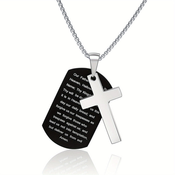 Christianartworkshop Collana con croce in metallo lucido e versetto inciso: porta la sua promessa sempre con te - Padre Nostro-2 - image 12