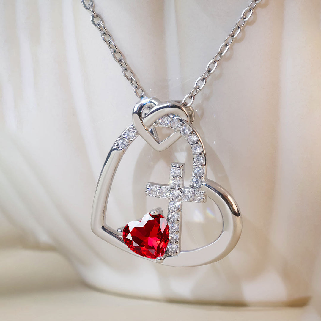 Christianartworkshop Collana con croce del Sacro Cuore e accenti colorati: un collegamento quotidiano con il Suo amore - Rosso - image 0