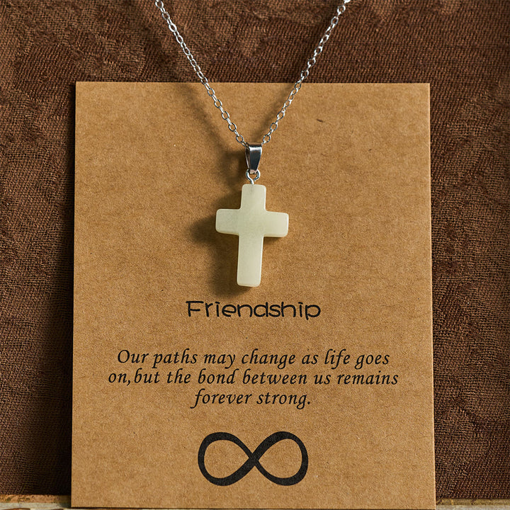 Christianartworkshop Collana con croce fosforescente e biglietto con messaggio di amicizia: incarna la sua dolce grazia - image 3
