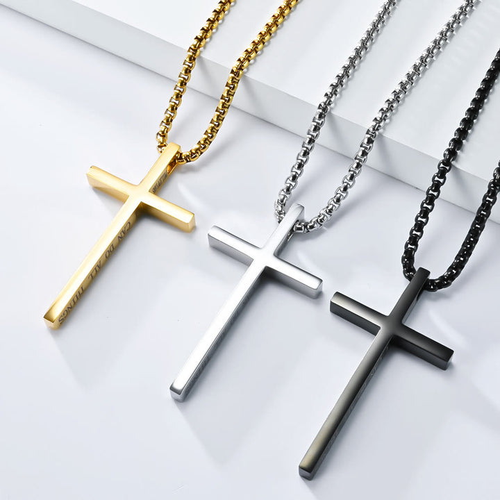 Christianartworkshop Collana con croce e scritta "Posso fare ogni cosa": un elegante promemoria della sua tenera forza - image 1