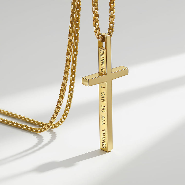 Christianartworkshop Collana con croce e scritta "Posso fare ogni cosa": un elegante promemoria della sua tenera forza - D'oro - image 3