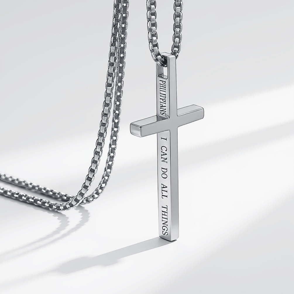 Christianartworkshop Collana con croce e scritta "Posso fare ogni cosa": un elegante promemoria della sua tenera forza - Argento - image 5