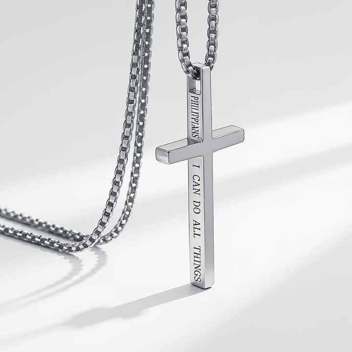 Christianartworkshop Collana con croce e scritta "Posso fare ogni cosa": un elegante promemoria della sua tenera forza - Argento - image 5
