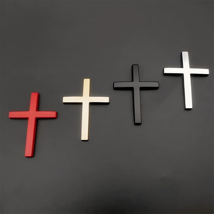 Adesivo per auto con croce in metallo resistente Christianartworkshop : un promemoria della Sua silenziosa guida sulla strada. - 1 set di croci (4 colori) - image 1