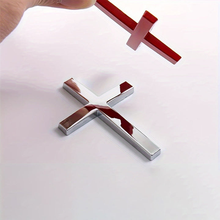 Adesivo per auto con croce in metallo resistente Christianartworkshop : un promemoria della Sua silenziosa guida sulla strada. - Argento (set da 4) - image 3