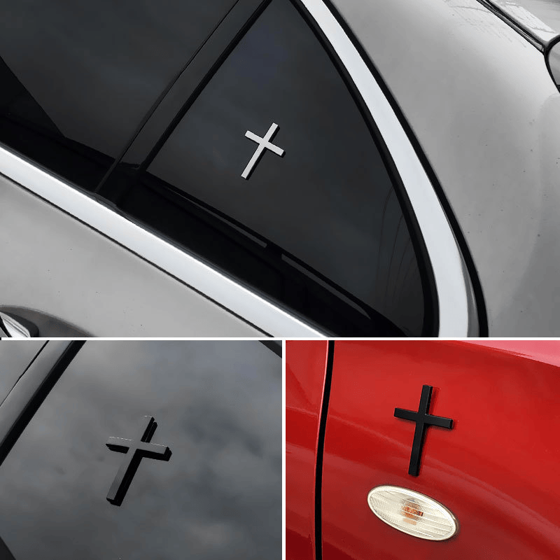 Adesivo per auto con croce in metallo resistente Christianartworkshop : un promemoria della Sua silenziosa guida sulla strada. - image 0
