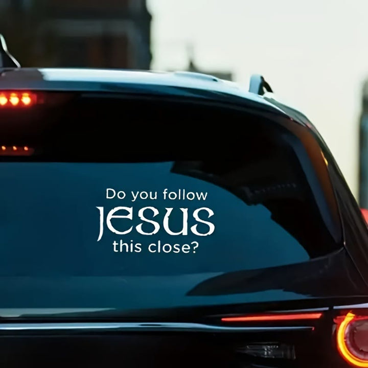 Christianartworkshop Adesivo per auto in metallo con la scritta "Segui Gesù così da vicino?": incarna la sua silenziosa presenza sulle strade - image 2