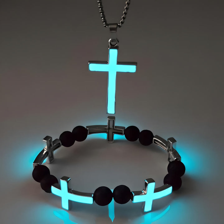 Christianartworkshop Collana con croce luminosa e set di braccialetti con perline: ricorda la sua luce silenziosa - image 4