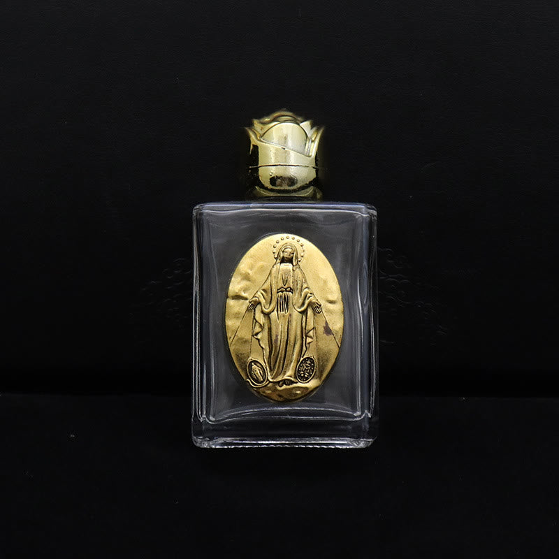 Christianartworkshop Bottiglia per l'acqua santa con icona sacra in rilievo: porta con te la sua cura nei momenti spirituali - Bottiglia quadrata - Medaglia Miracolosa - D'oro - image 7