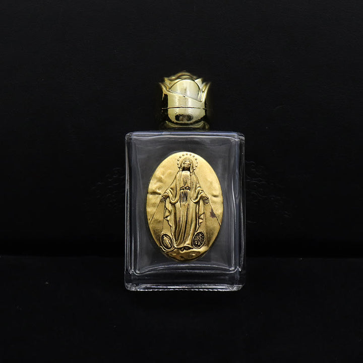 Christianartworkshop Bottiglia per l'acqua santa con icona sacra in rilievo: porta con te la sua cura nei momenti spirituali - Bottiglia quadrata - Medaglia Miracolosa - D'oro - image 7