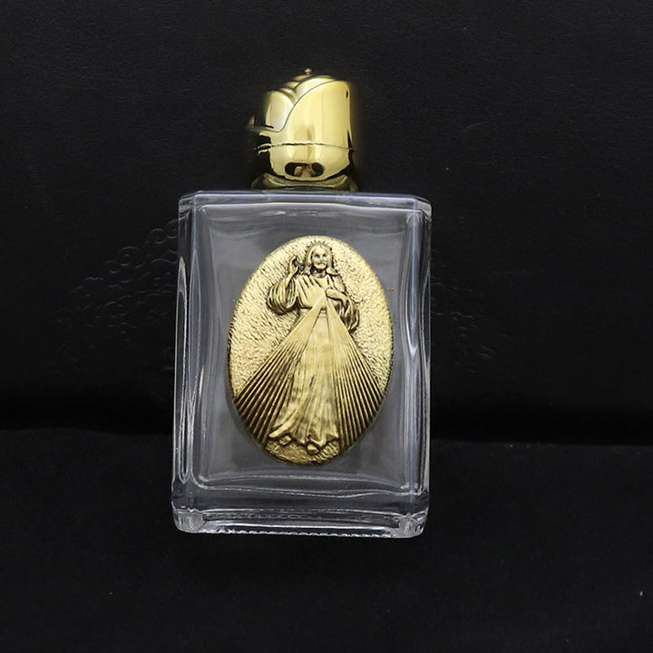 Christianartworkshop Bottiglia per l'acqua santa con icona sacra in rilievo: porta con te la sua cura nei momenti spirituali - Bottiglia quadrata - Divina Misericordia - D'oro - image 10