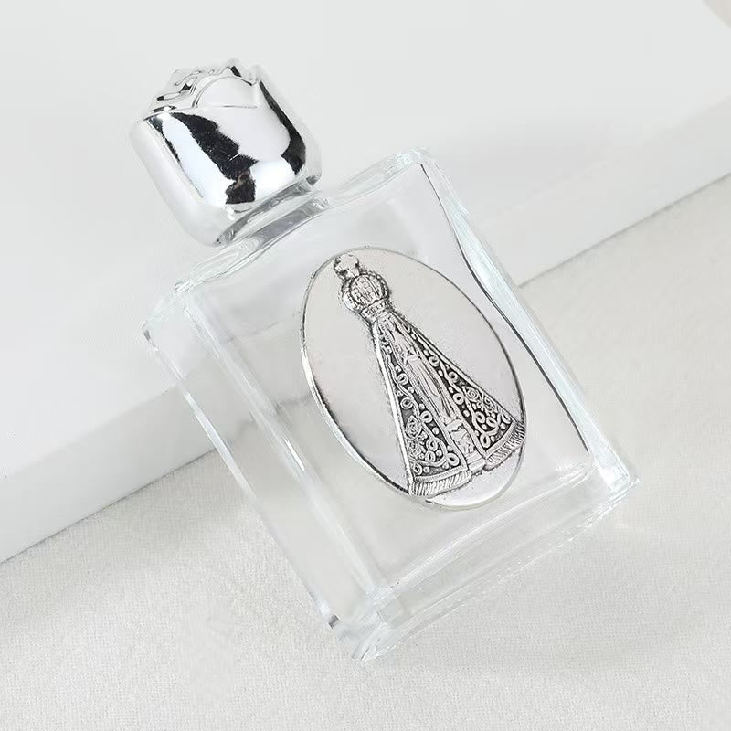 Christianartworkshop Bottiglia per l'acqua santa con icona sacra in rilievo: porta con te la sua cura nei momenti spirituali - Bottiglia quadrata - Nostra Signora di Aparecida - Argento - image 21