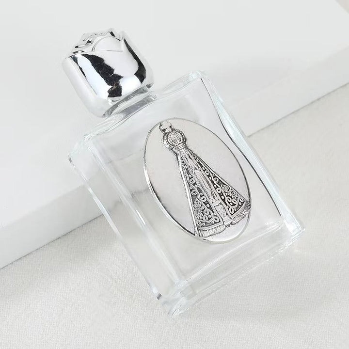 Christianartworkshop Bottiglia per l'acqua santa con icona sacra in rilievo: porta con te la sua cura nei momenti spirituali - Bottiglia quadrata - Nostra Signora di Aparecida - Argento - image 21