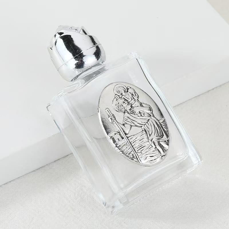 Christianartworkshop Bottiglia per l'acqua santa con icona sacra in rilievo: porta con te la sua cura nei momenti spirituali - Bottiglia quadrata - San Cristoforo - Argento - image 18