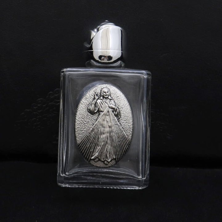 Christianartworkshop Bottiglia per l'acqua santa con icona sacra in rilievo: porta con te la sua cura nei momenti spirituali - Bottiglia quadrata - Divina Misericordia - Argento - image 19
