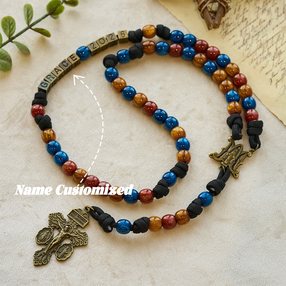 Christianartworkshop Rosario colorato per il Capodanno 2026: nome personalizzato e crocifisso custode - Nome personalizzato(tutto in maiuscolo) - image 2