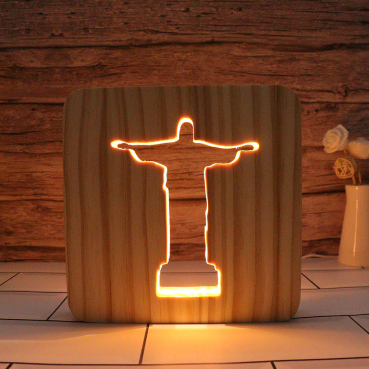 Christianartworkshop Ornamento luminoso in legno raffigurante Gesù/Croce/Colomba/Cuore: incarna la Sua grazia luminosa - Gesù - 7,48''*7,48''/19*19cm - image 0