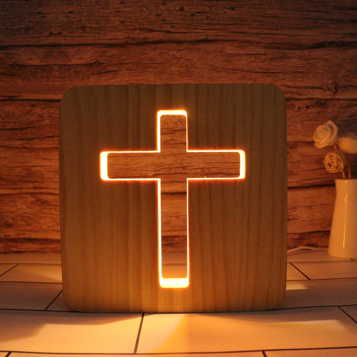 Christianartworkshop Ornamento luminoso in legno raffigurante Gesù/Croce/Colomba/Cuore: incarna la Sua grazia luminosa - Attraverso - 7,48''*7,48''/19*19cm - image 1