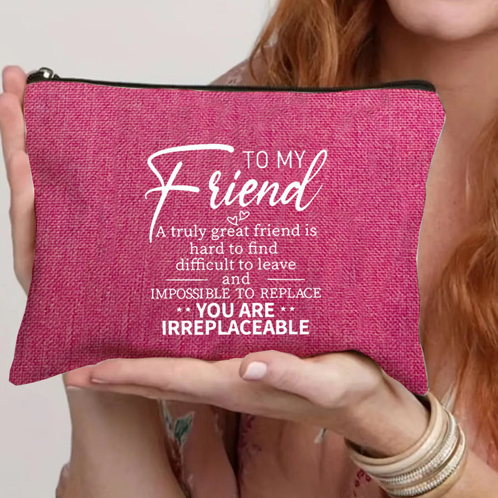 Christianartworkshop Borsa da viaggio per cosmetici con citazione "Al mio amico insostituibile": incarna il tuo legame prezioso - Rosa - image 2