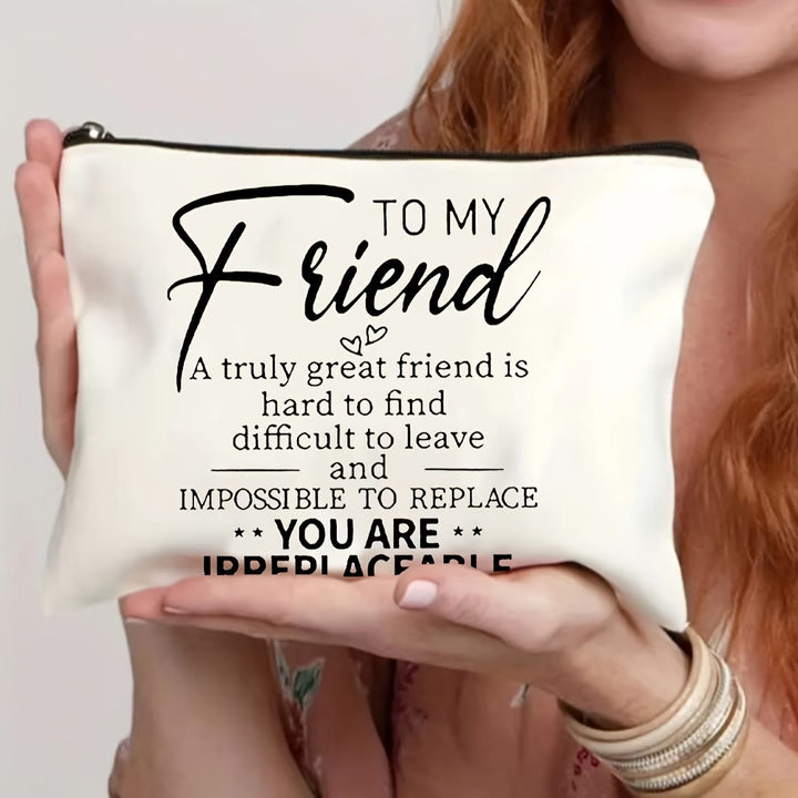 Christianartworkshop Borsa da viaggio per cosmetici con citazione "Al mio amico insostituibile": incarna il tuo legame prezioso - Bianco - image 0