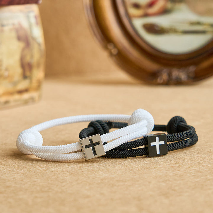 Christianartworkshop Milano Bracciale con croce in corda con buono regalo: benedizione premurosa per battesimo e traguardi - image 5