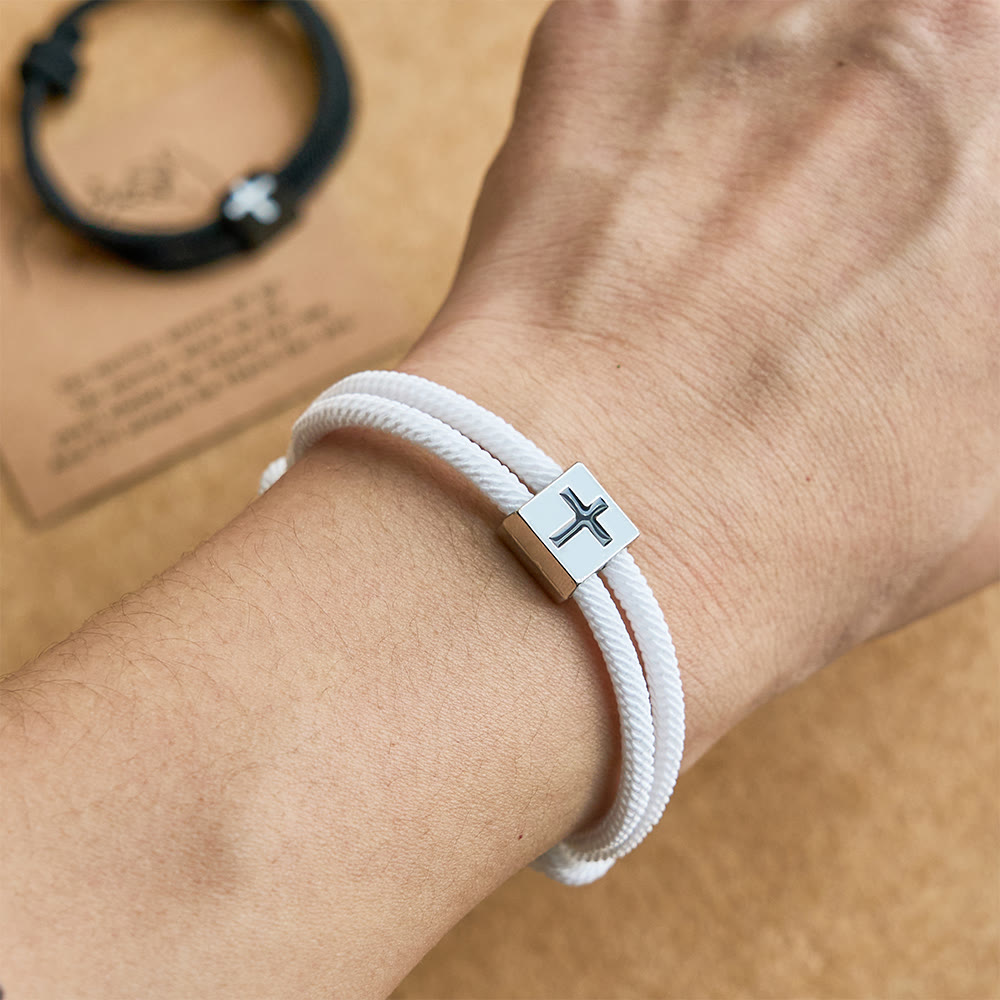 Christianartworkshop Milano Bracciale con croce in corda con buono regalo: benedizione premurosa per battesimo e traguardi - image 2